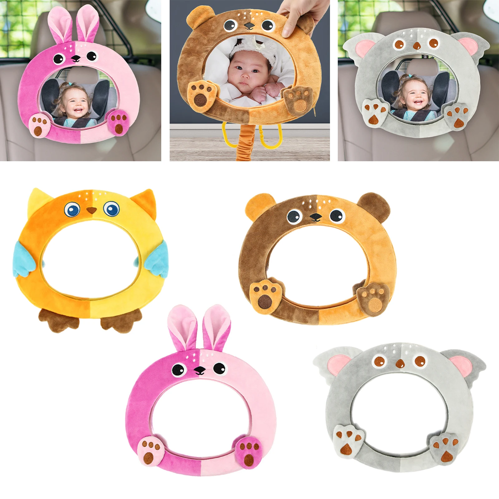 Cute Baby Car Mirror Adjustable Back Seat Mirror Safety View Back Seat Mirror Baby Facing Rear Ward Infant Care Square Safety