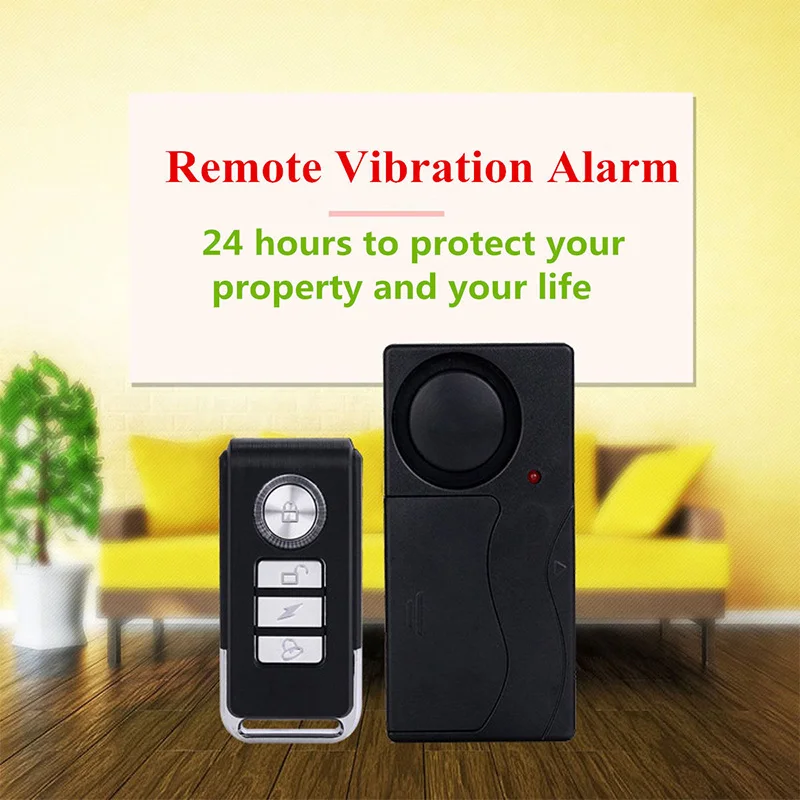 Wireless Anti-Theft Vibration Alarm 110dB Sensitivity Motion Sensor Burglar Security System for Door Window Bike Motorcycle