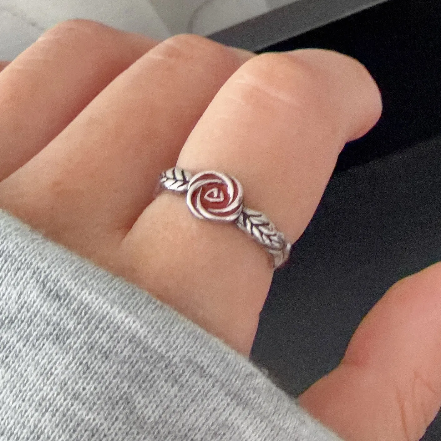 925 Sterling Silver Rings For Women Geometric Fine Jewelry Finger Adjustable Vintage Rose Couple Ring For Party Birthday Gift - view 5