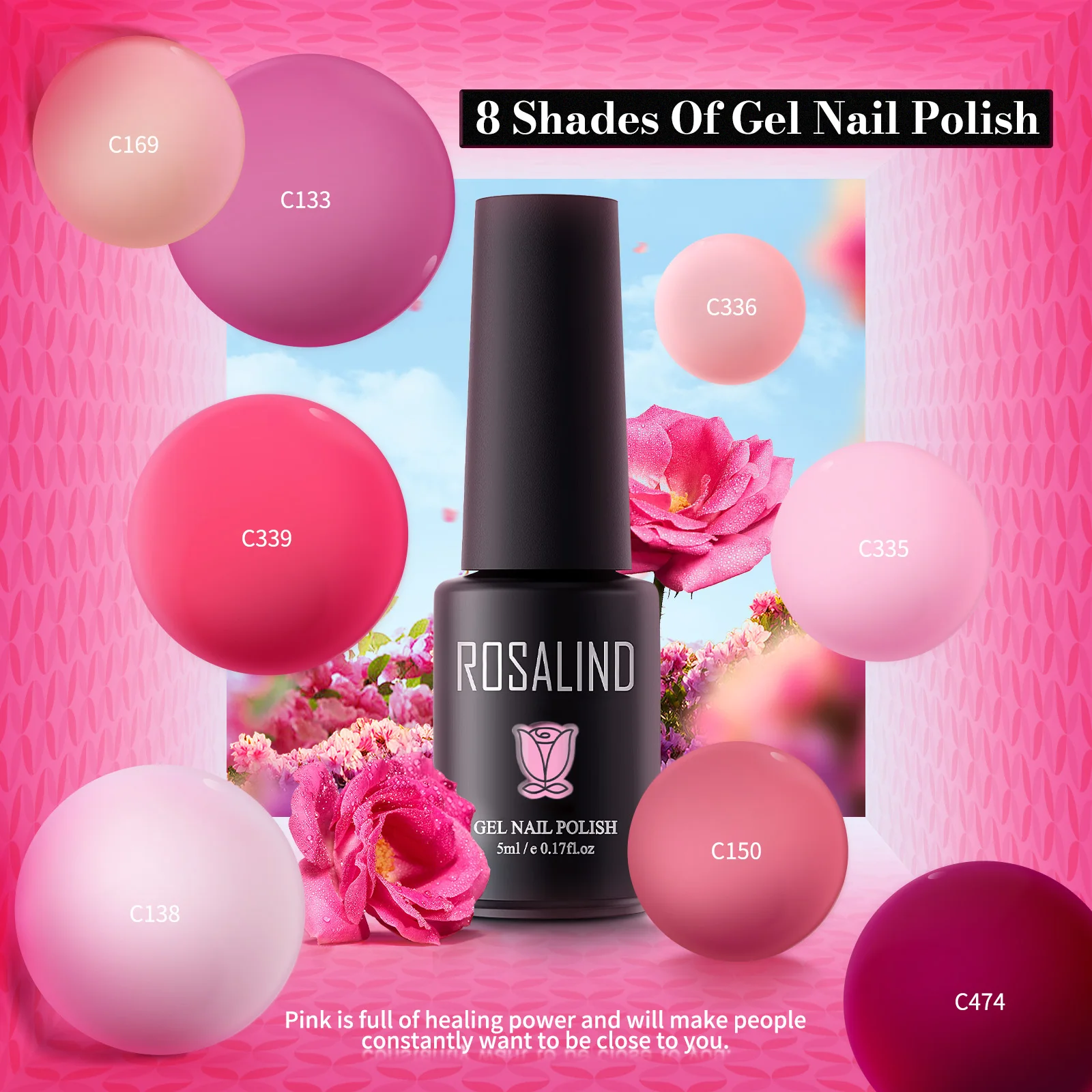 روزاليند/8/12/20 قطعة جيل للأظافر مجموعة طلاء الأظافر اللون الوردي شبه دائم الهجين ورنيش UV LED قاعدة مصابيح معطف فوقي هلام طلاء الأظافر