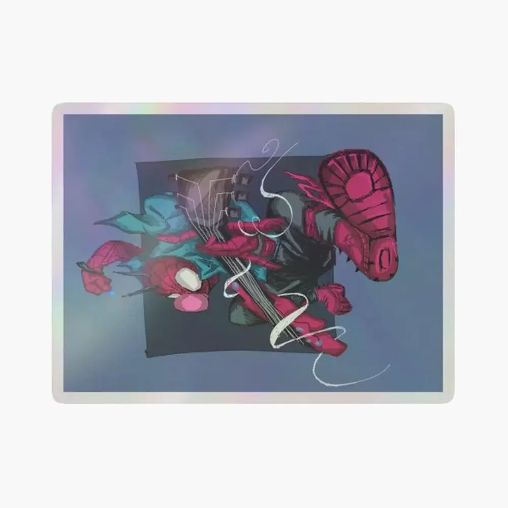 

Голографическая наклейка в стиле паука-панк для декора ноутбука, спальни, автомобиля, милый мультяшный арт, модный общественный чемодан