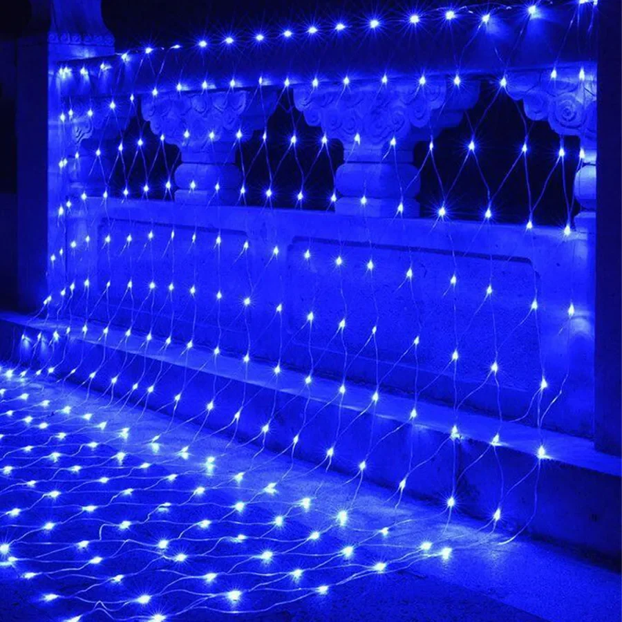 Solar or EU Plug Net Light Mesh Fairy Lights Waterproof Garland With 8 Modes Timer Christmas Decorations For Home 3M*2M Holiday