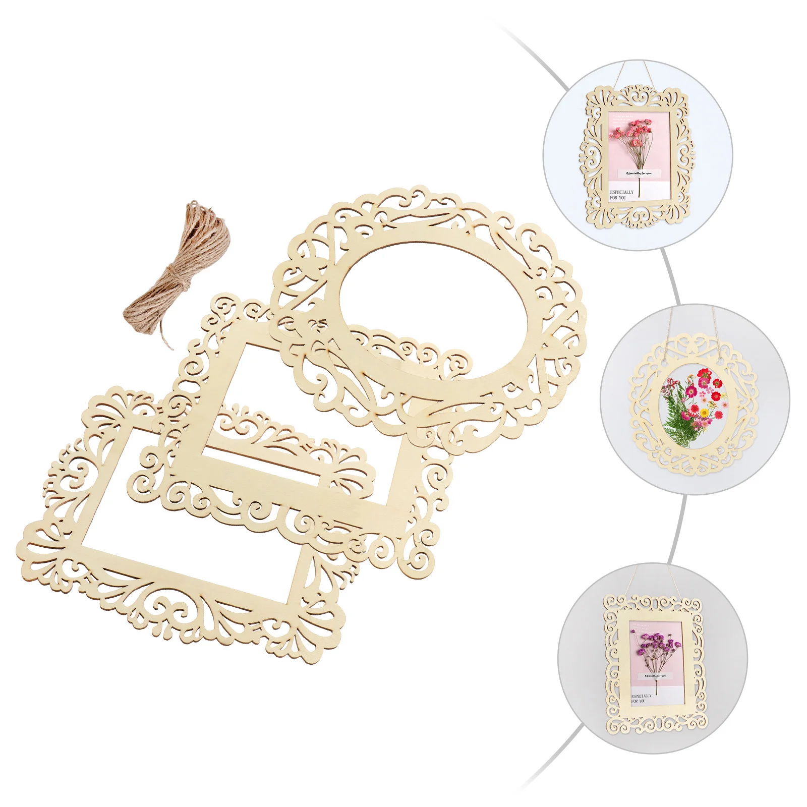 

3pcs Wooden Window Cutout Hanging Ornament Diy Unfinished Wood Slices Craft Game Props Kids School Decoration Wood Chip Pendant