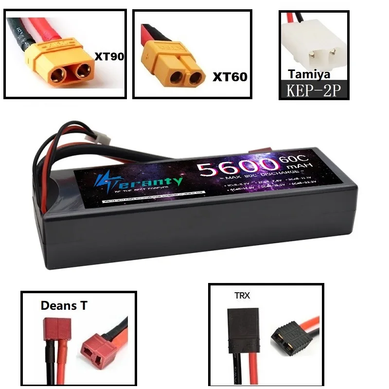 TERANTY 2s 7.4 فولت 5600 مللي أمبير 60C يبو بطارية غطاء واقٍ مزخرف لهاتف آيفون متوافق مع RC سيارة Losi TR مائل عربات التي تجرها الدواب مع بطارية T XT60 XT90 TAMIYA 7.4 فولت