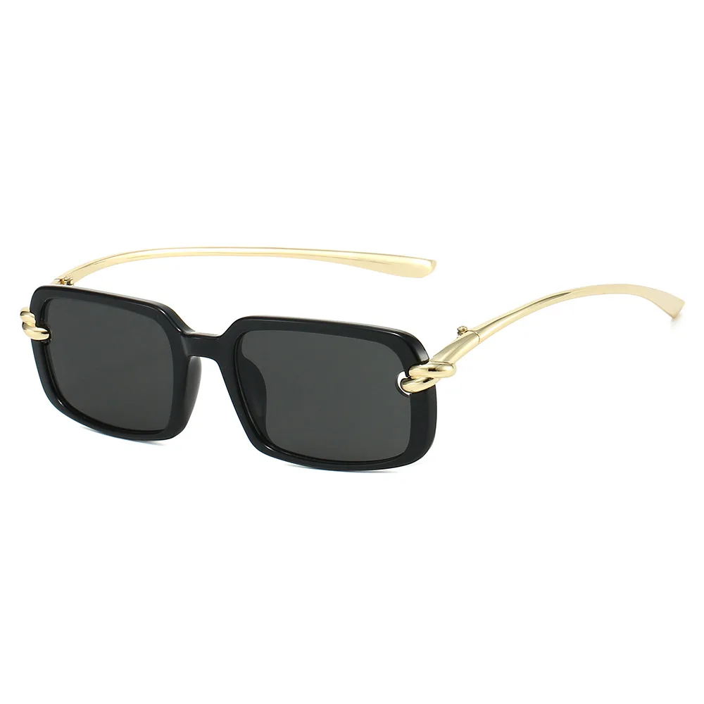 2026 New Trendy Retro Square Glasses | Gold Knot Detail & Metal Temples | Y2K Edgy-Girly Style
