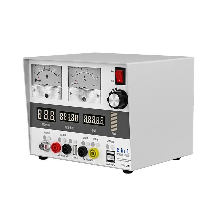 6-in-1 DC Regulated Power Supply, Intelligent Voltage Source with RF Signal and Charging Detection Function