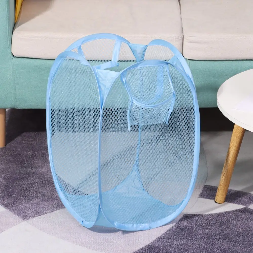 Foldable Laundry Basket Mesh Washing Laundry Bag Dirty Sorting Basket Kids Toys Sundries Home Bin Hamper Storage Box Organize