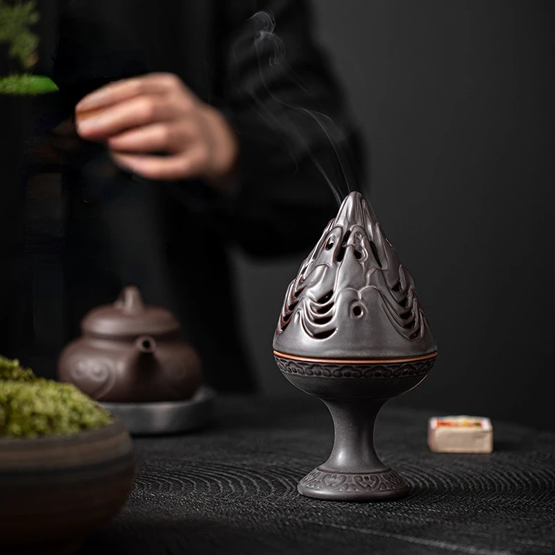 Boshan Incense Burner Antique Ceramic Incense Burner Household Indoor Tea Ceremony Zen Buddha Dish Incense Sandalwood Seat