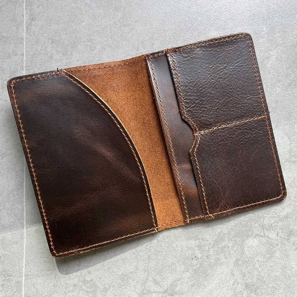 Genuine Leather Passport Cover Men Vintage Travel Passport Wallet