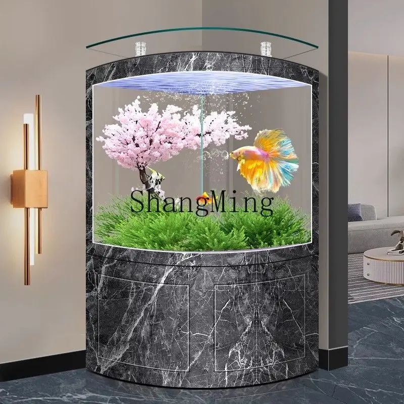 

CL Corner Fish Tank for Living Room, Wall Corner, Corridor Corner, Hot-bent Bottom Glass Fan-shaped Aquarium