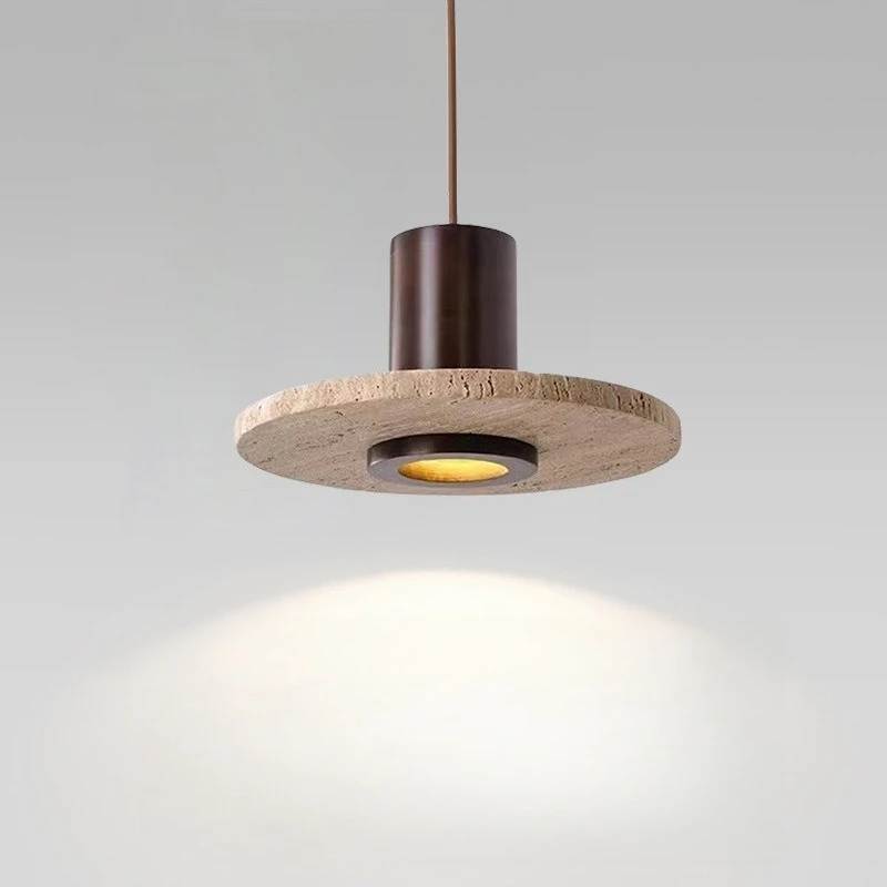 Yellow Hole Stone Pendant Light for Dining Bar Japanese Zen Tea Room Nordic Designer Living Room Bedroom Retro Ceiling Lamp