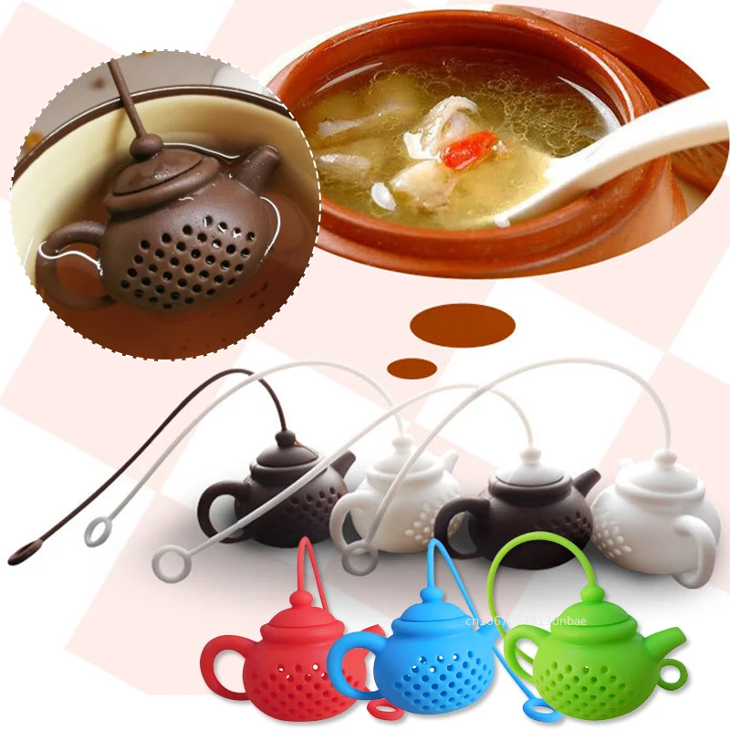 Silicone Teapot-shape Tea Infuser Repeatable Strainer Tea Bag Leaf Filter Diffuser Teaware Creative Gadget Teapot Accessories