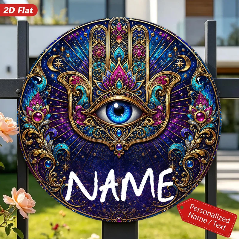 CIFBUY Vintage Aluminum Wall Art Waterproof Durable For Home Work Area Indoor Outdoor Hamsa Evil Eye Decor Sign