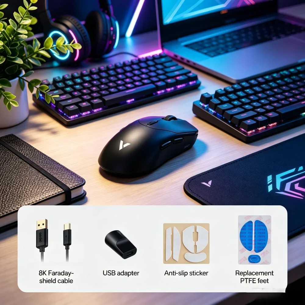 2026 Rapoo VT2 MAX Wireless Gaming Mouse, 8K Polling Rate, Optical Sensor, Ergonomic, 53g Lightweight for PC Laptop