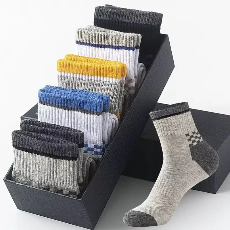 Men's Mid-Calf Cotton Socks 10/5/3 Pairs | Soft Breathable All-Season Crew Socks Solid Color for Daily Work, Sports &Casual Wear