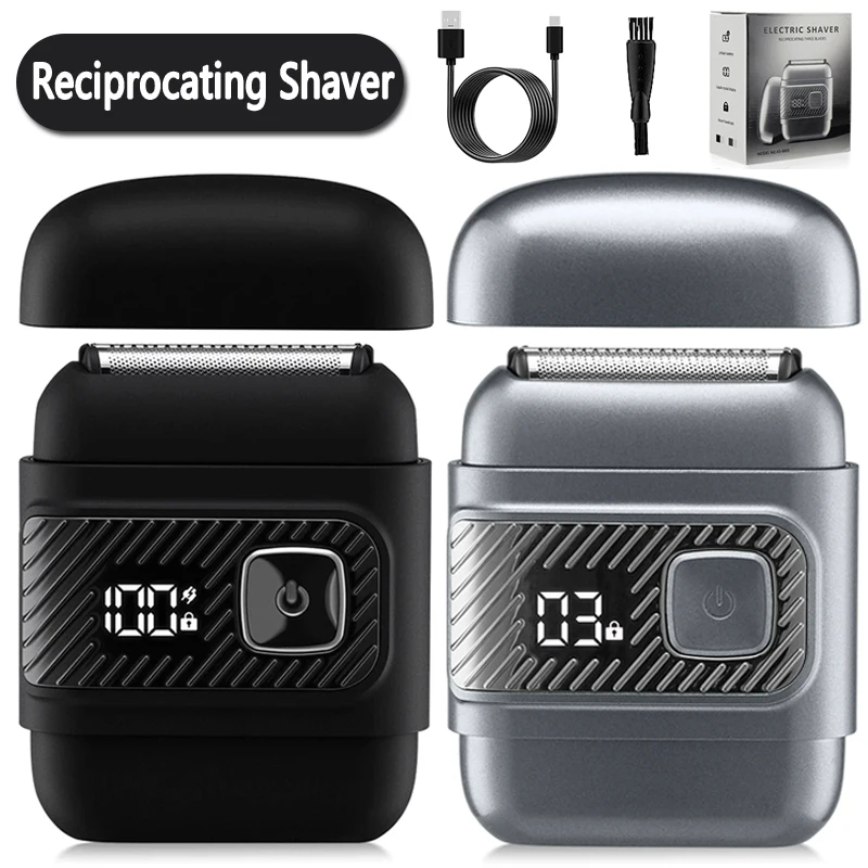 Electric Foil Shavers for Men Mini Electric Razor for Beard/Face with 3 Floating Blades LED Display Cordless Face Shaver USB