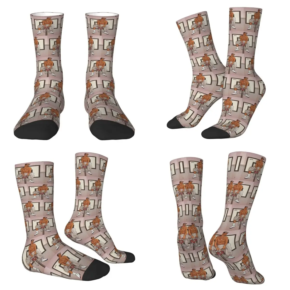 Rapper Tupac 2PAC Hip Hop Socks Harajuku Sweat Absorbing Stockings All Season Long Socks for Unisex Valentine's Day Gifts