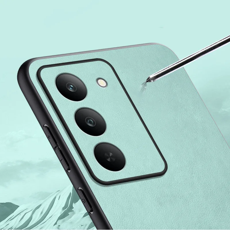 ل Realme 14 V60 Pro C75 4G gt7 T neo 7 توربو se حافظة جلدية مقاومة للصدمات غطاء من جلد الغنم غطاء سيليكون لـ Realme 14x Funda