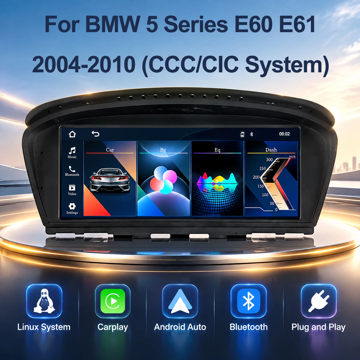 Image of 8,8' Touchscreen AndroidAuto Wireless CarPlay Linux-System für BMW 3/5er Serie E60 E61 E90 E91 2004-2010 CCC/CIC Auto-Mittelkonsole Radio Multimedia AirPlay Bluetooth Navigation