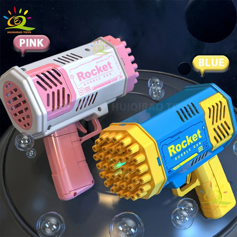 40 Holes Space Rocket Handheld Fully Automatic Lights Bubble Machine Electric Toys for Children Summer Outdoor Fantasy Toy Gifts