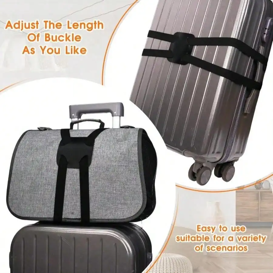 حزام أمتعة مرن أسود مع خطافات - يجب اقتناؤه أثناء السفر وقابل للتمدد لحقائب السفر والمغامرين #5