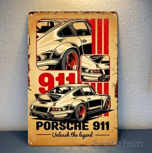 1p,911 Unleash The Legend Car Poster in metallo - Targa in metallo da collezione - Dimensioni: