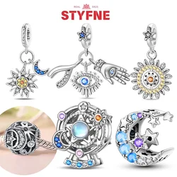 Real S925 Silver The Eye of The Devil Charms Sun & Moon Beads Fit Original Bracelet DIY for Women Gifts Party Matching