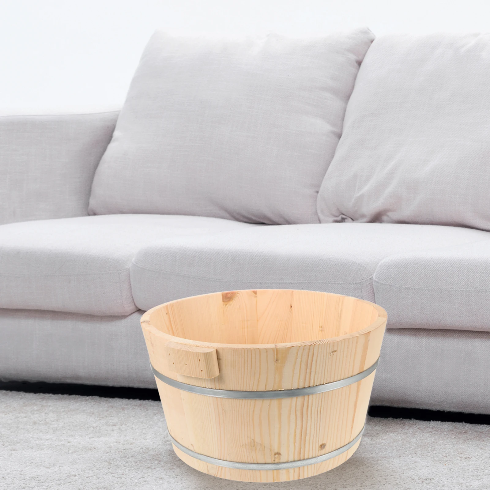 

Foot Soaking Tub Deep Basin 21cm High Unpainted Durable Wood Bucket for Children Home Use Foot Bath Wash Practical Gift