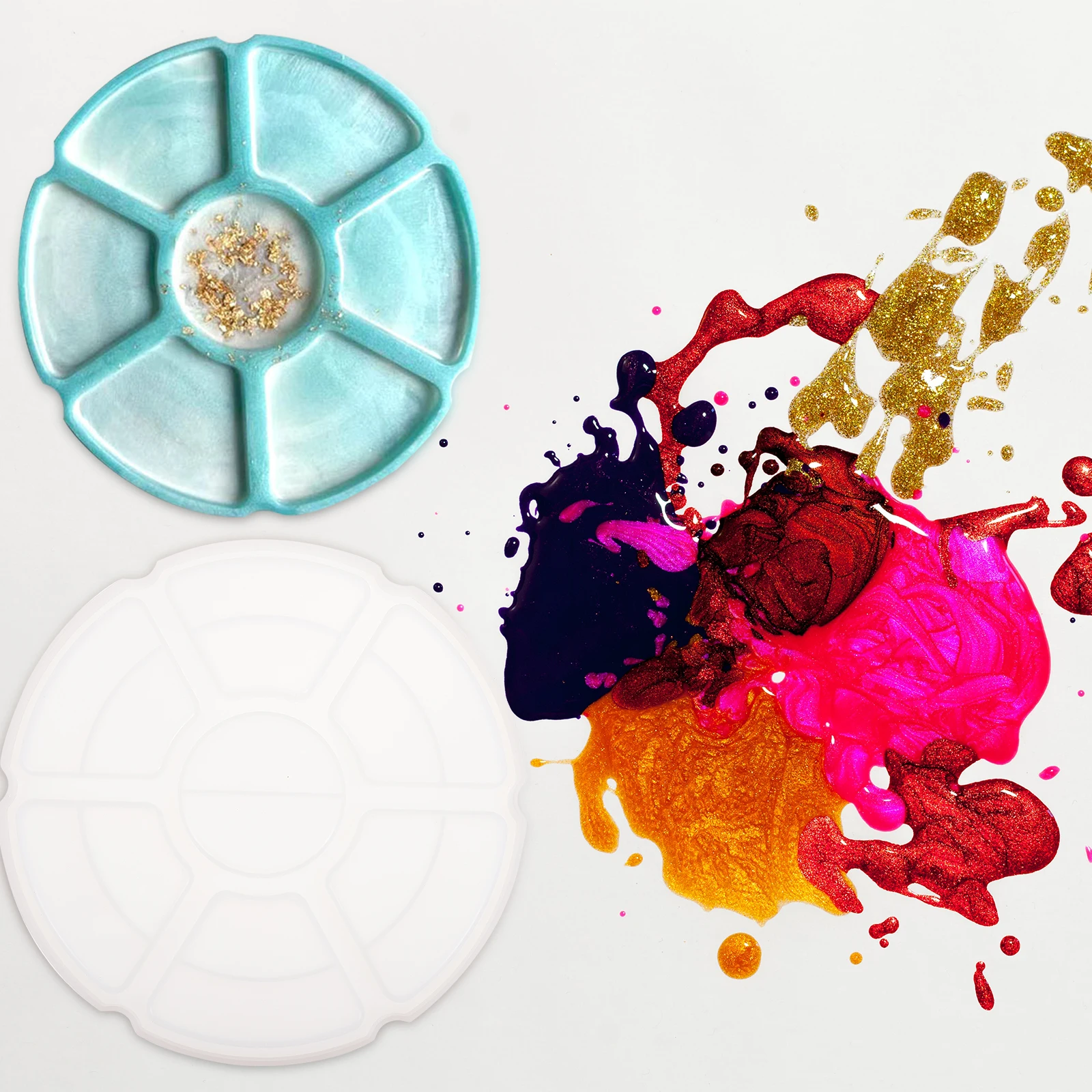 Makeup Palette Mold Silicone Paint Tray Molds Crafts Silica Gel Fondant DIY Painting