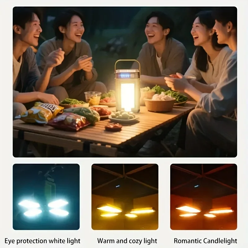 Solar Camping Light, Rechargeable COB LED Tent Lantern with Powerful Spotlight, Portable Outdoor Lamp for Camping Hiking Hunting - view 4