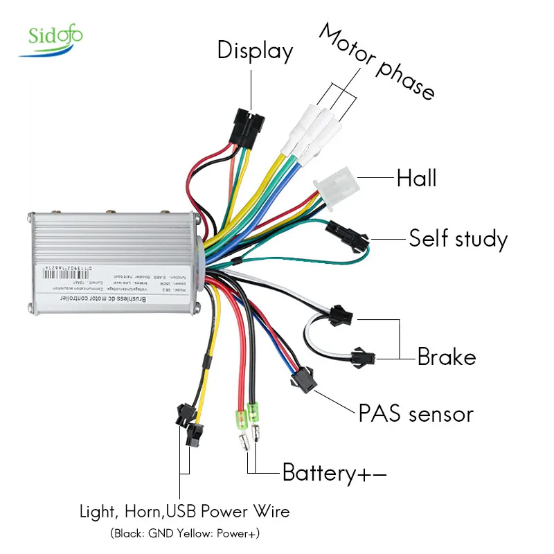 250W 350W 500W 24V 36V 48V Dual Mode Brushless Motor Controller with LCD For Electric Bicycle Tricycle Ebike E-Scooter Parts