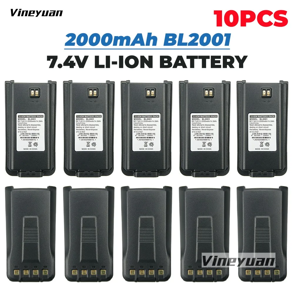 10PCS BL2001 Battery 7.4V 2000mAh Replacement Battery for HYT TC-610 TC-610S TC-618 TC-620 TC-626 BL1204 Two Way Radios Battery