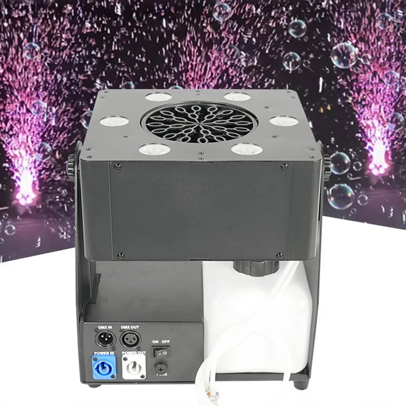 90W 6-Head RGBW LED Moving Head Bubble Machine DMX512 Stage Fogger with Remote Control for Nightclub Concert Wedding