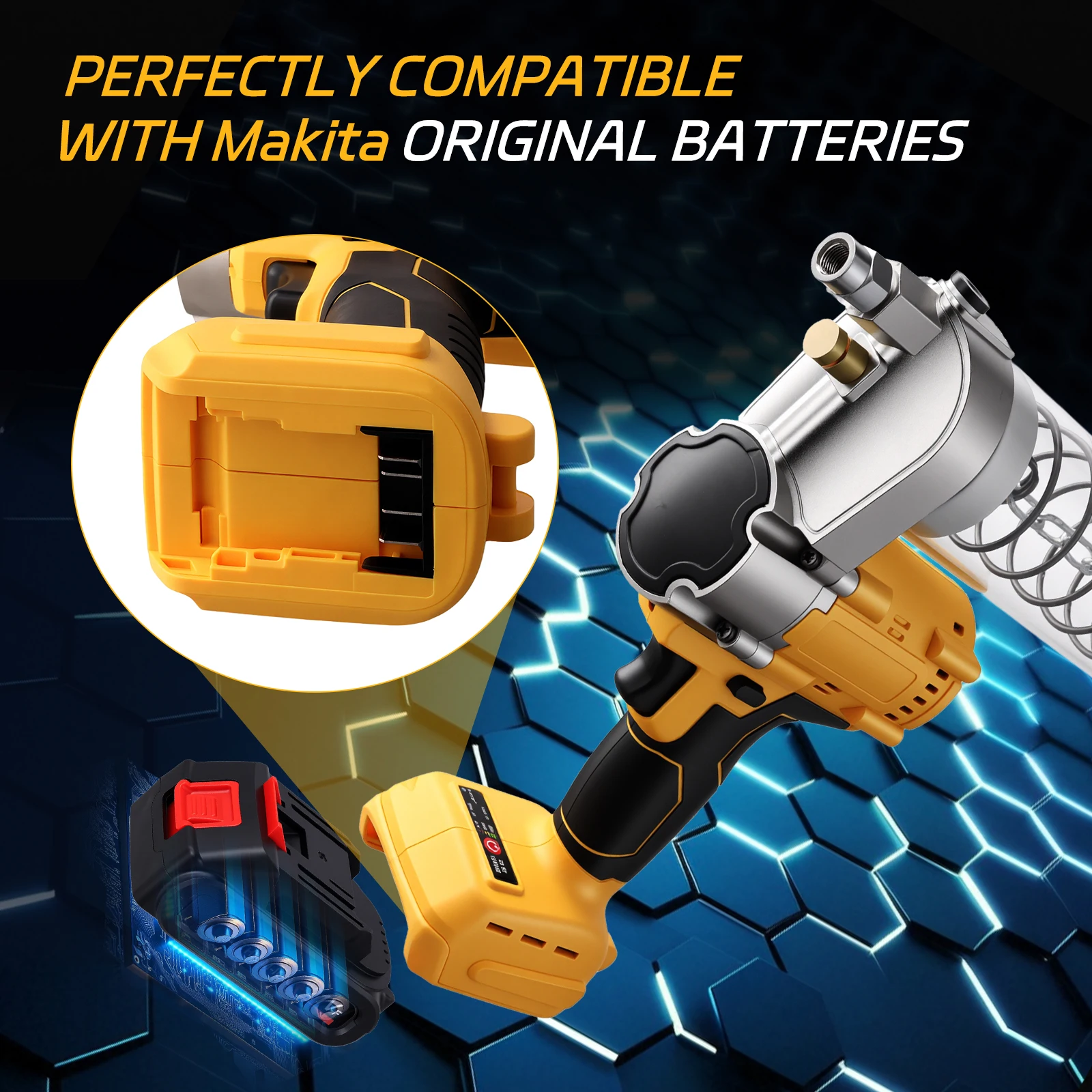 Podofo 100 جرام/دقيقة مسدس الشحوم الكهربائي بدون فرش حفارة أوتوماتيكية مجموعة أدوات مسدس الشحوم المحددة لبطارية ديوالت مع الملحقات #2