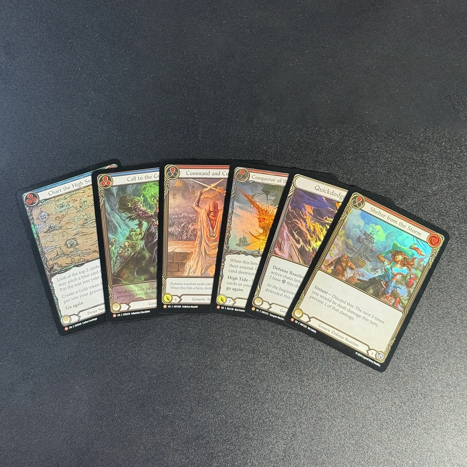 FAB Rainbow Foil Proxy TCG Cards Truce Shelter from the Storm Oath of Loyalty Conqueror of the High Seas Command and Conquer TCG