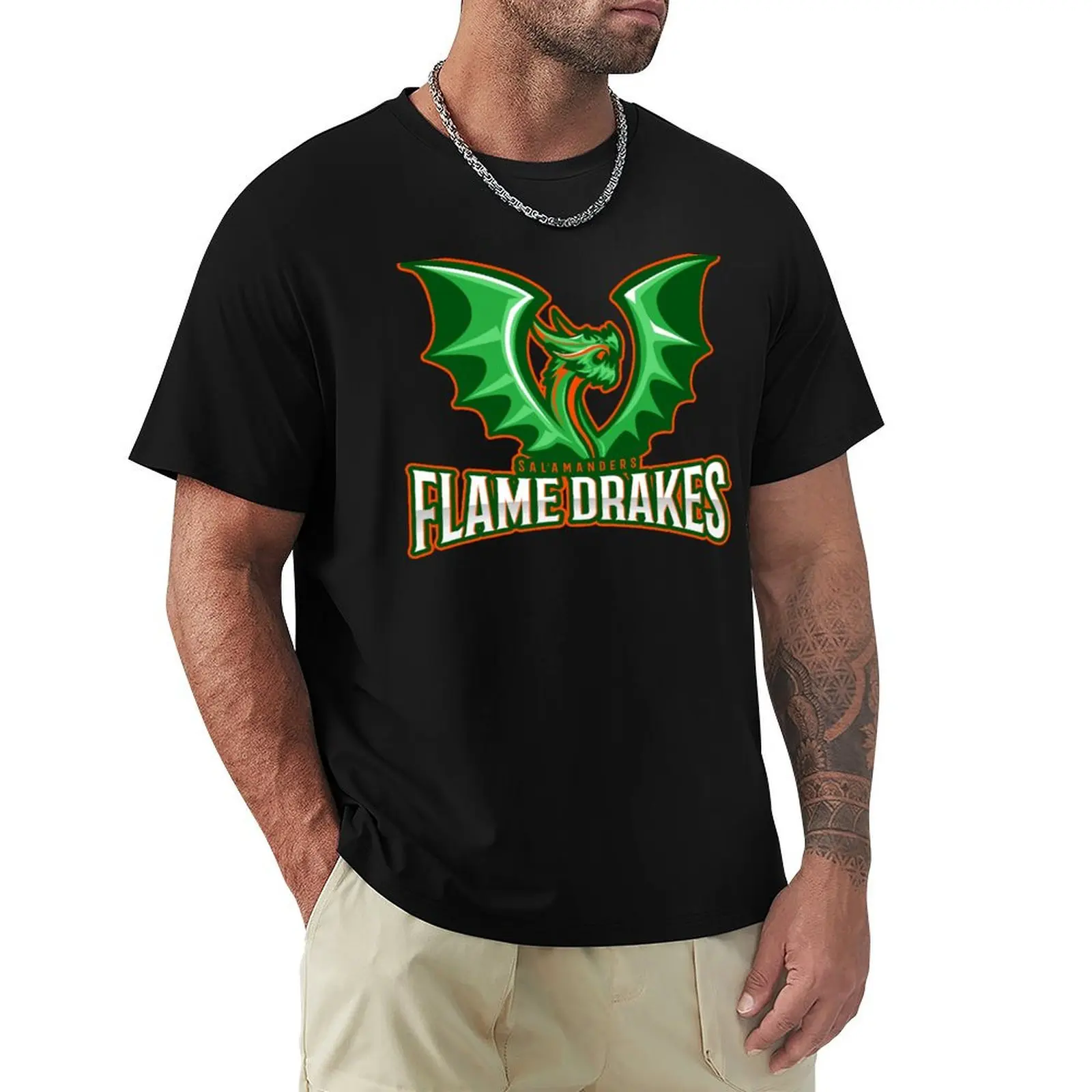 Salamanders Flame Drakes T-Shirt Graphic Print Short Sleeve T-Shirt