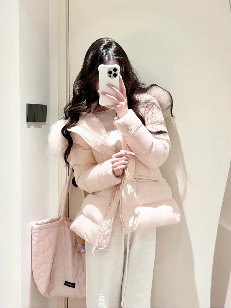 

Adorable Pink ort Thiened Warm Cotton Jaet Korean Sle Winter Clothes Quilted Outerwear Commute Straight Tube Sle