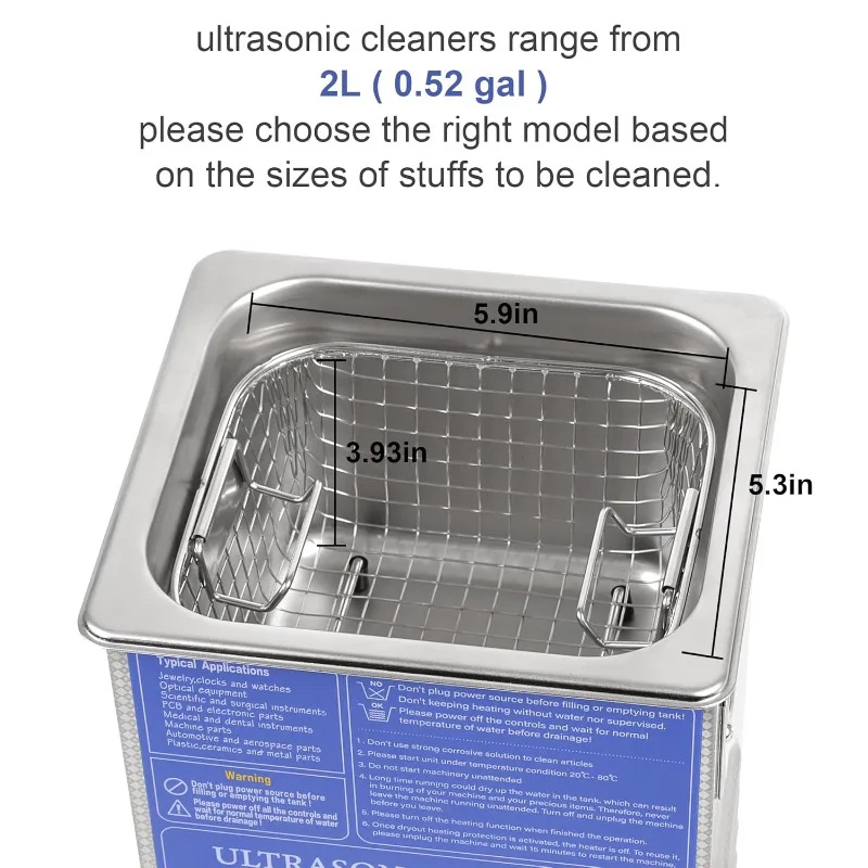 Kendal Commercial Grade 120W 2L Ultrasonic Cleaner 40kHz w/จับเวลาและเครื่องทําความร้อนเครื่องทําความสะอาด, สําหรับนาฬิกา Instruments อุตสาหกรรมชิ้นส่วน