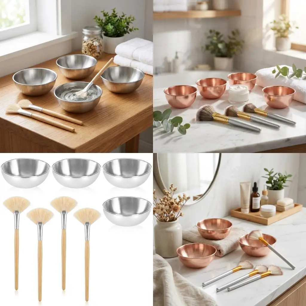 J6PE 8Pcs Skincare Tools Face Treatments Bowl Face Mask Applicator Brush Set