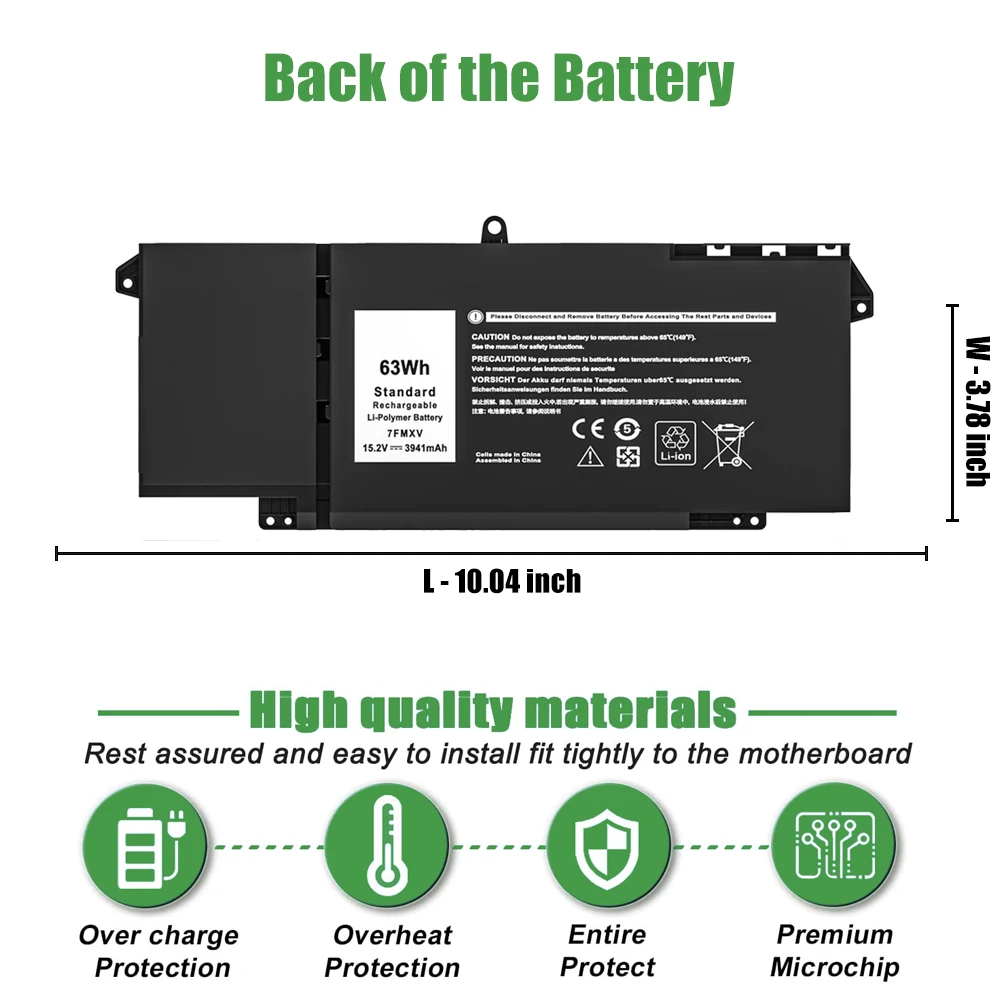 بطارية كمبيوتر محمول 15.2 فولت 63Wh 7FMXV لأجهزة Dell Latitude 5320 7320 7420 7520 2 في 1 P133G P134G P135G P136G P138G P139G P110F 9JM71 #4