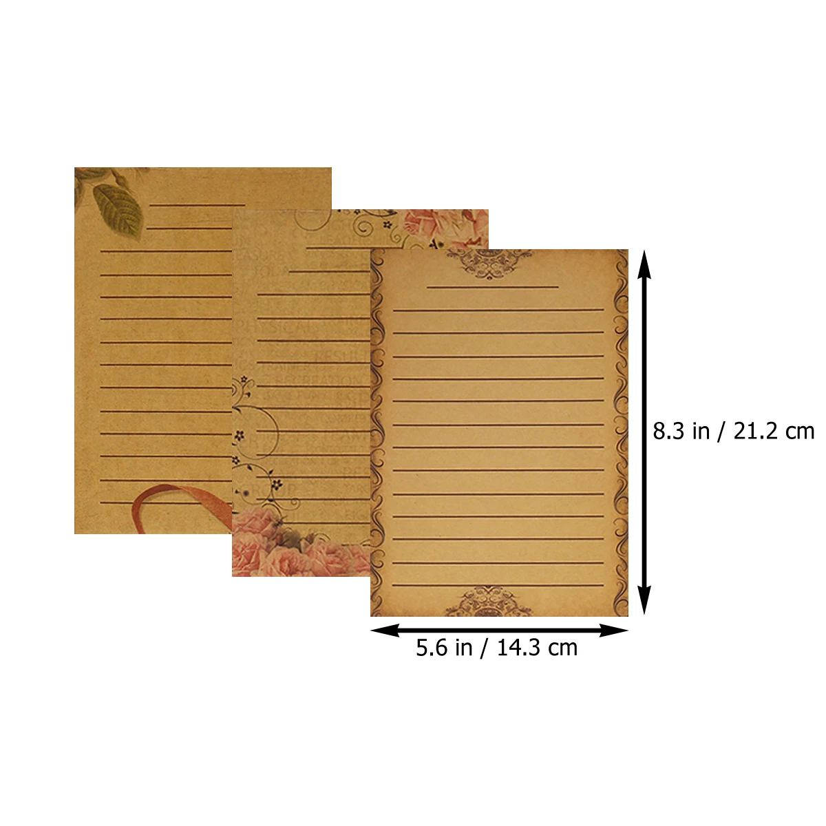 

6 Sets Vintage Writing Papers Kraft Stationery Supplies Elegant Rose Design Letter Papers for Practical Use