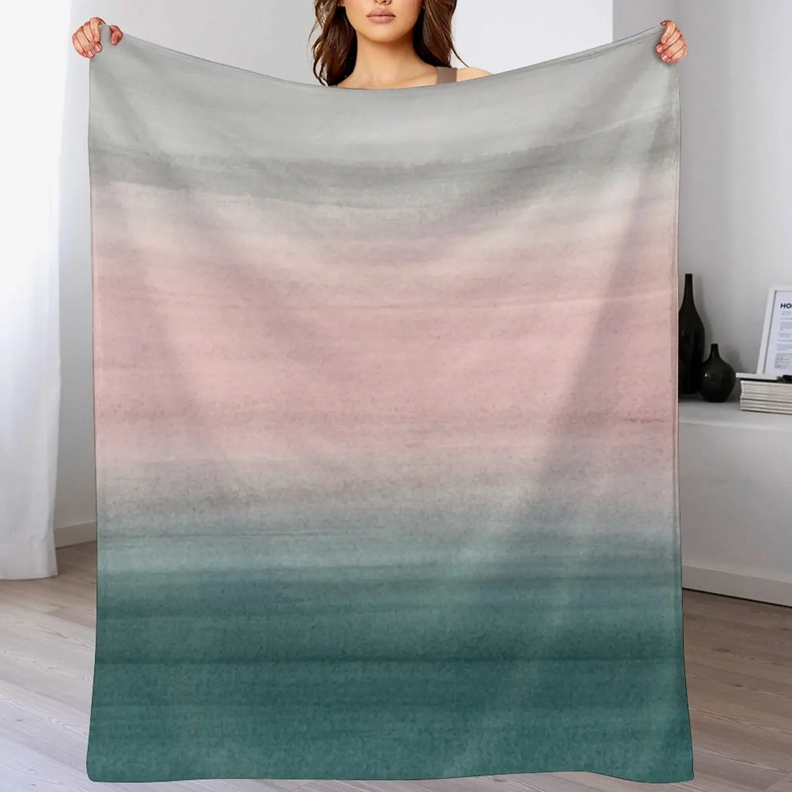 

Touching Teal Blush Gray Watercolor Abstract #1 #painting #decor #art Throw Blanket Cozy Light Blanket for Travel Camping Picnic