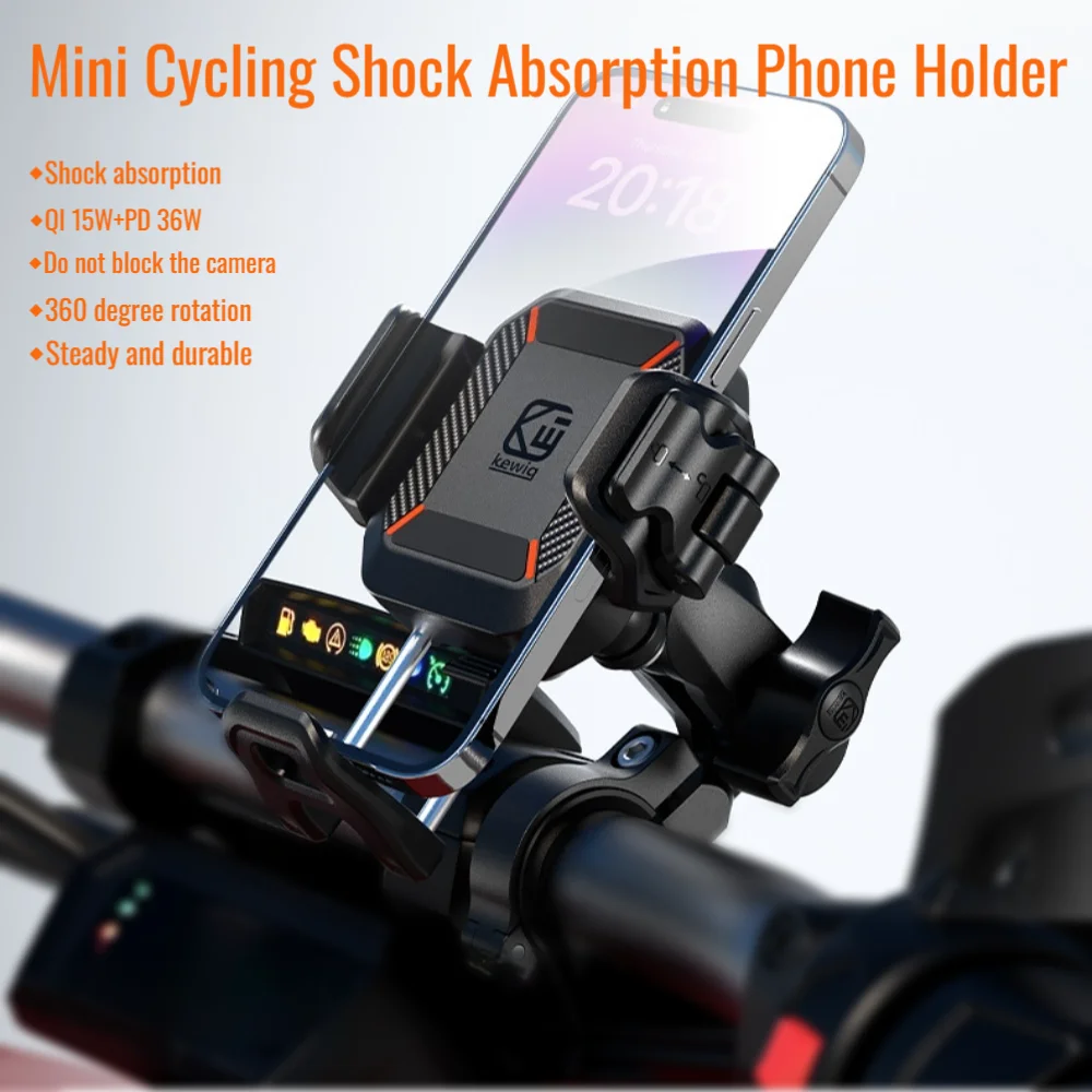 Deelife Motorcycle Cellphone Holder With Shock Absorber 15W Wireless Fast Charger Motorbike Shockproof Phone Stand