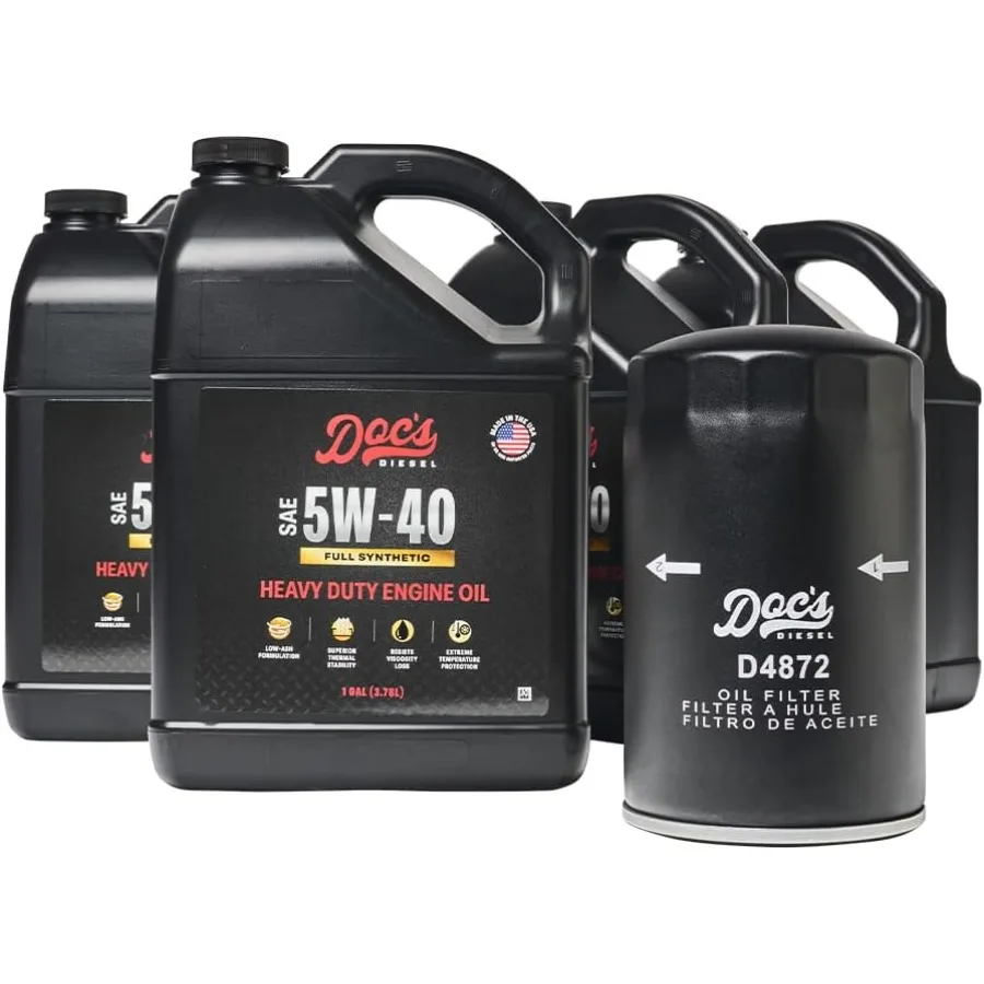 5W-40 Full Synthetic Oil Change Kit D4872+DOCS5W40-4 for  7.3L Powerstroke Engines 1994-2003 High-Performance Synthetic Oil Cha