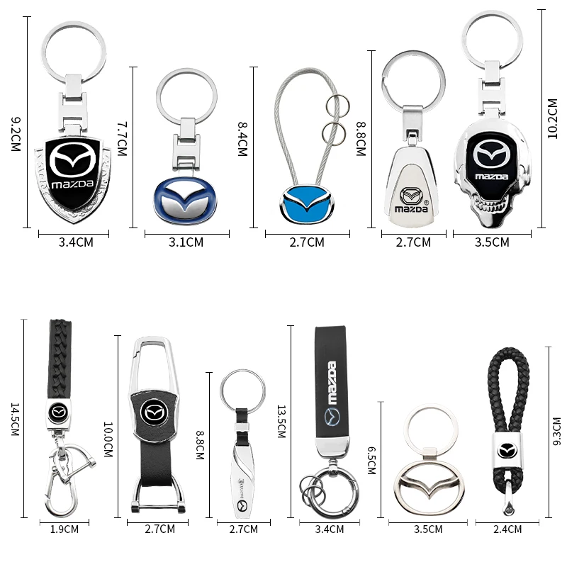 3D Metal Leather Car Styling Keychain Key Chain Ring Accessories For Mazda 2 3 5 6 CX5 CX9 CX7 CX4 CX3 CX30 MX5 MX3 BK NC ER GH