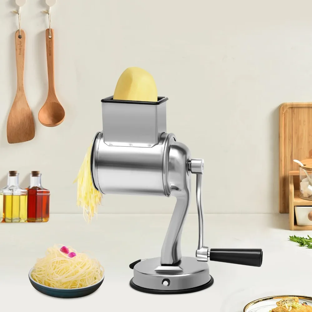

Multifunctional Manual Rotary Hand Crank Nut Grinder with 5 Blades Stainless Steel Cheese Grater Sturdy Cheese Shredder Cooking