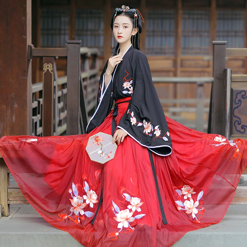 YF42 2024 New Women's Dance Dress Classical Elegant A-Line Embroidery Hanfu Female