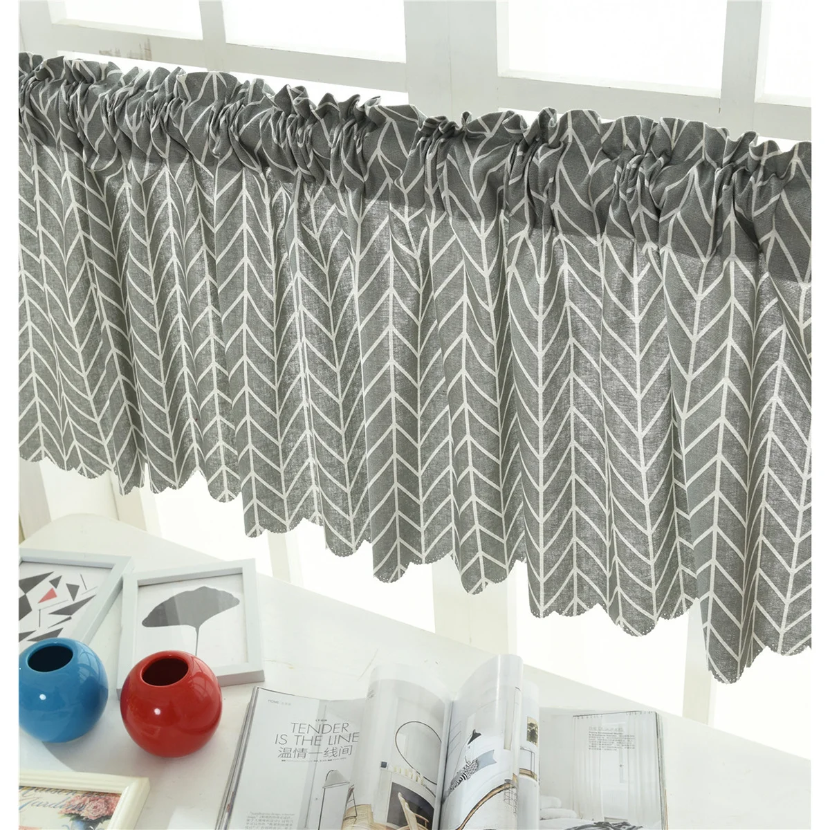 

Stripe Coffee Short Curtain 145X45Cm Polyester Door Window Curtain For Kitchen Coffee Home Decor Curtains