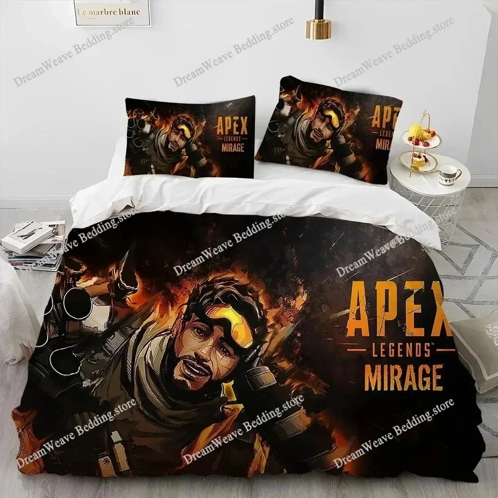 

A-Apex Legends Game Gamer Cartoon Comforter Bedding Set,Polyester Quilt Cover Pillowcase, King Queen Size Duvet Cover Bed Set963