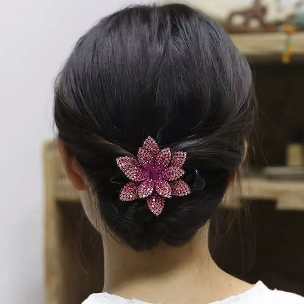 Hair Clip Elegant Female Girls Headwear Hairpin Flower Duckbill Clip Ponytail Holder Diamond Hair Claw Hair Accessories